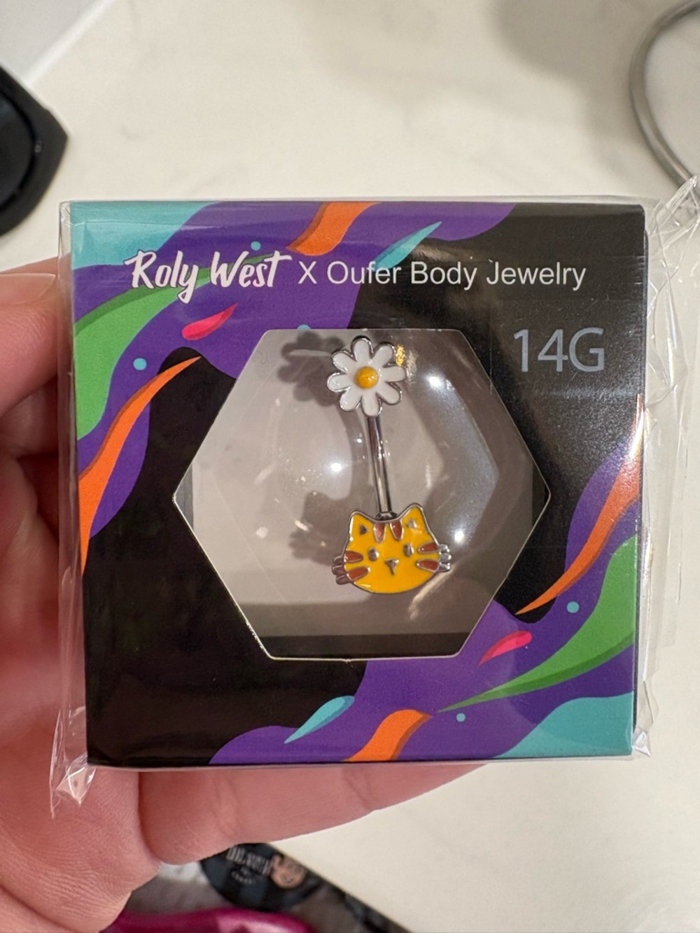 Roly West Cat Daisy Bellybutton Ring